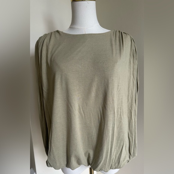 Express Tops - Express Green Ruched Bubble Tank- X-Large